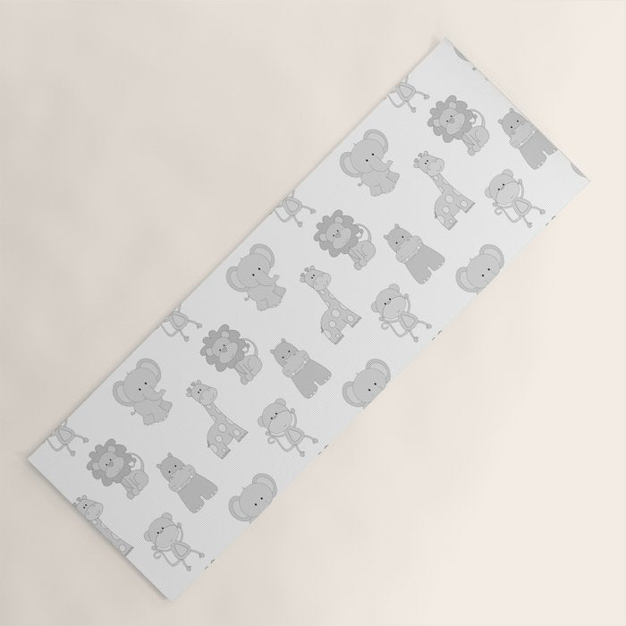 Gray Safari Animals Baby Nursery Yoga Mat Gallery Image 1