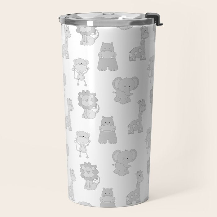 Gray Safari Animals Baby Nursery Travel Mug Gallery Image 2