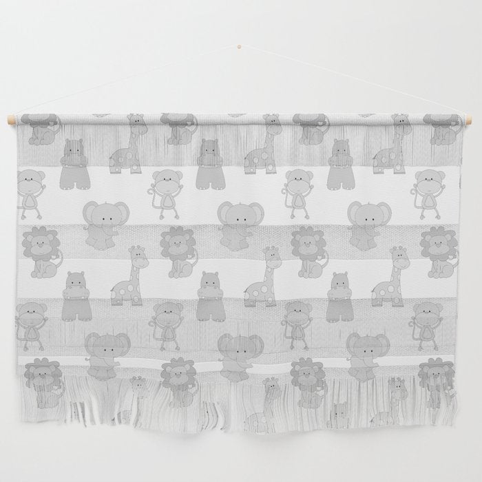 Gray Safari Animals Baby Nursery Wall Hanging Gallery Image 1