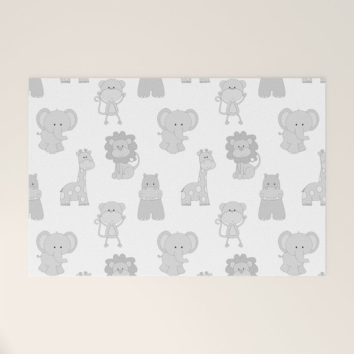 Gray Safari Animals Baby Nursery Welcome Mat Gallery Image 1