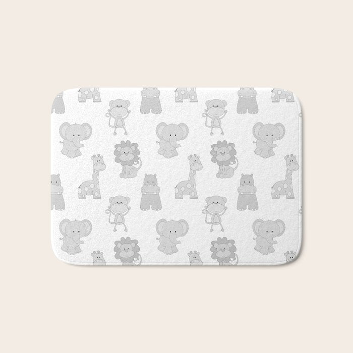 Gray Safari Animals Baby Nursery Bath Mat Gallery Image 1