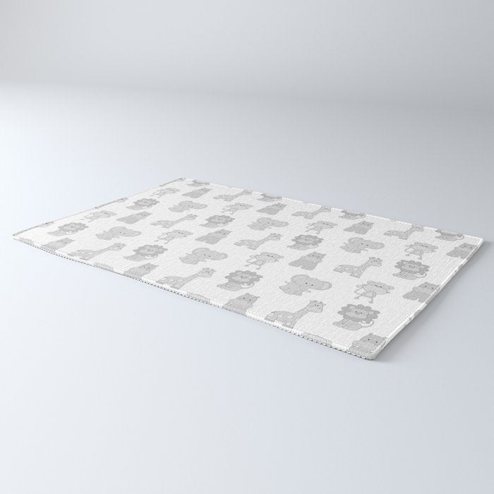 Gray Safari Animals Baby Nursery Rug Gallery Image 3