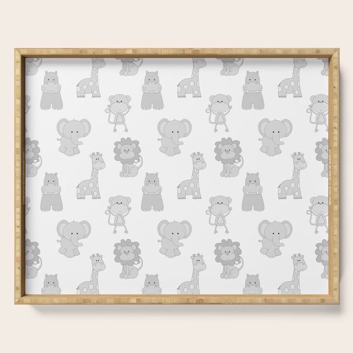 Gray Safari Animals Baby Nursery Serving Tray Gallery Image 1