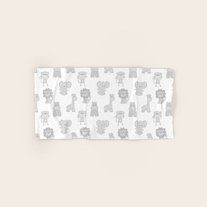 Gray Safari Animals Baby Nursery Bath Towel Gallery Image 1