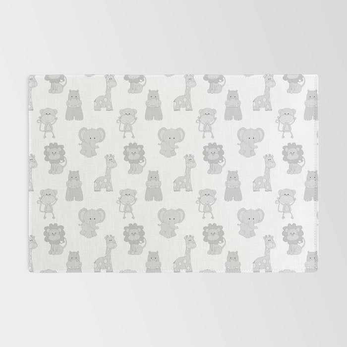 Gray Safari Animals Baby Nursery Rug Gallery Image 2
