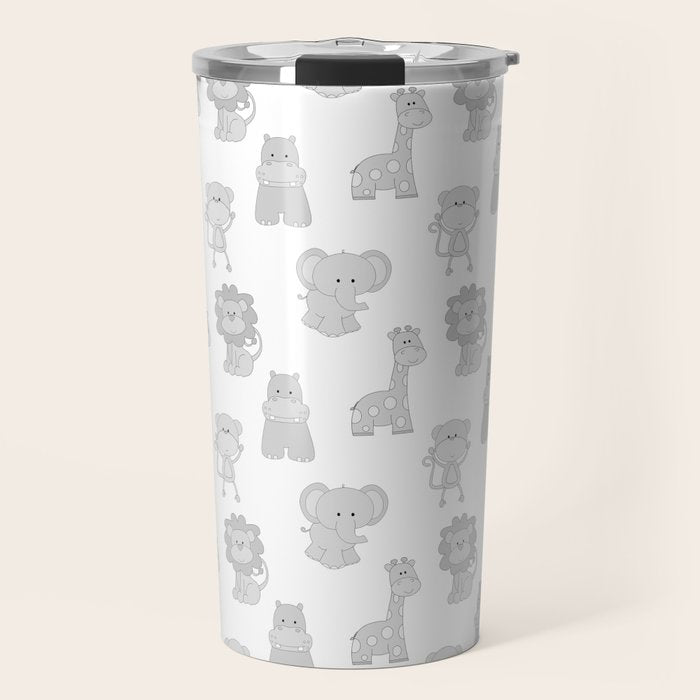 Gray Safari Animals Baby Nursery Travel Mug Gallery Image 1