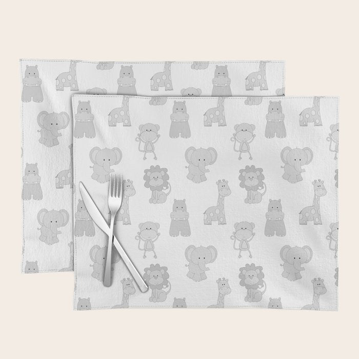 Gray Safari Animals Baby Nursery Placemat Gallery Image 1