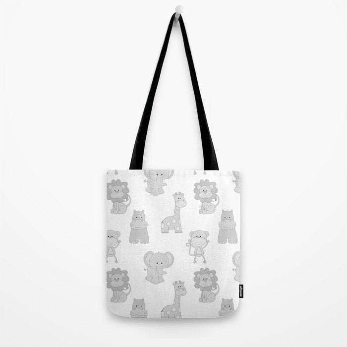 Gray Safari Animals Baby Nursery Tote Bag Gallery Image 2