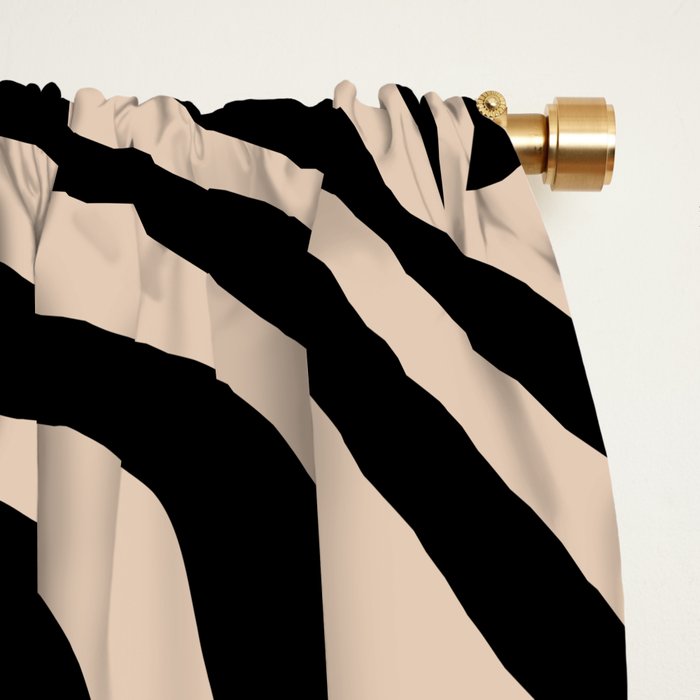 Zebra Print Zebra Stripes Wild Animal Print Zebra Pattern Modern Black And Beige Tan Light Brown Window Curtain Gallery Image 2