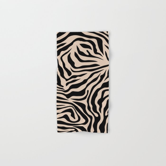 Zebra Print Zebra Stripes Wild Animal Print Zebra Pattern Modern Black And Beige Tan Light Brown Bath Towel Gallery Image 1