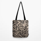 Zebra Print Zebra Stripes Wild Animal Print Zebra Pattern Modern Black And Beige Tan Light Brown Tote Bag Gallery Image 2