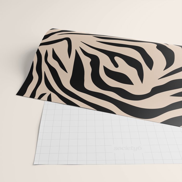 Zebra Print Zebra Stripes Wild Animal Print Zebra Pattern Modern Black And Beige Tan Light Brown Wrapping Paper Gallery Image 2
