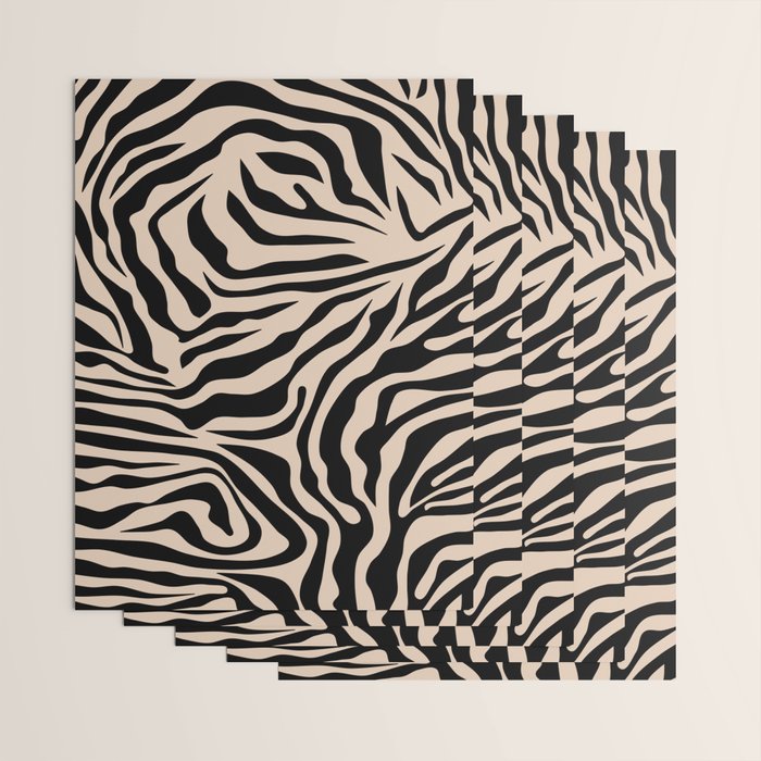 Zebra Print Zebra Stripes Wild Animal Print Zebra Pattern Modern Black And Beige Tan Light Brown Wrapping Paper Gallery Image 3