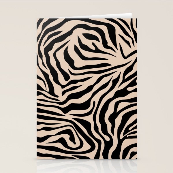Zebra Print Zebra Stripes Wild Animal Print Zebra Pattern Modern Black And Beige Tan Light Brown Stationery Card Gallery Image 2