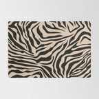 Zebra Print Zebra Stripes Wild Animal Print Zebra Pattern Modern Black And Beige Tan Light Brown Rug Gallery Image 2