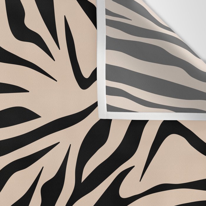 Zebra Print Zebra Stripes Wild Animal Print Zebra Pattern Modern Black And Beige Tan Light Brown Wall Tapestry Gallery Image 3