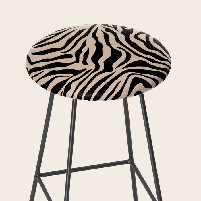 Zebra Print Zebra Stripes Wild Animal Print Zebra Pattern Modern Black And Beige Tan Light Brown Stool Gallery Image 2