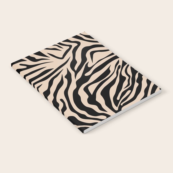 Zebra Print Zebra Stripes Wild Animal Print Zebra Pattern Modern Black And Beige Tan Light Brown Notebook Gallery Image 2