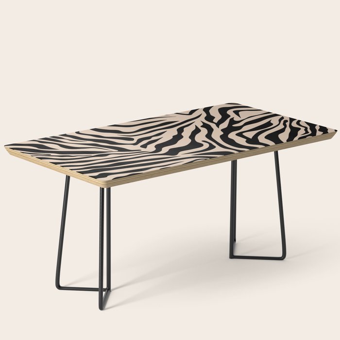 Zebra Print Zebra Stripes Wild Animal Print Zebra Pattern Modern Black And Beige Tan Light Brown Coffee Table Gallery Image 1