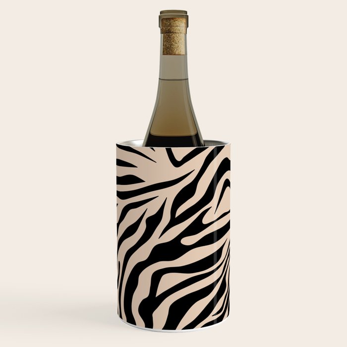 Zebra Print Zebra Stripes Wild Animal Print Zebra Pattern Modern Black And Beige Tan Light Brown Wine Chiller Gallery Image 3