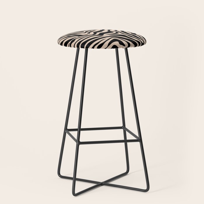 Zebra Print Zebra Stripes Wild Animal Print Zebra Pattern Modern Black And Beige Tan Light Brown Stool Gallery Image 1