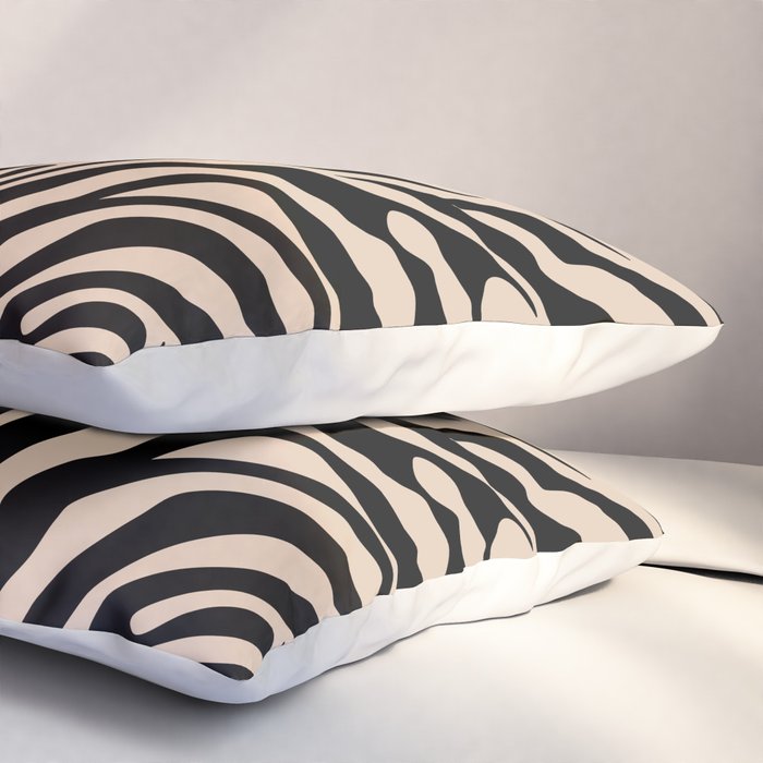 Zebra Print Zebra Stripes Wild Animal Print Zebra Pattern Modern Black And Beige Tan Light Brown Pillow Sham Gallery Image 3