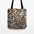 Zebra Print Zebra Stripes Wild Animal Print Zebra Pattern Modern Black And Beige Tan Light Brown Tote Bag Gallery Image 1