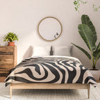 Zebra Print Zebra Stripes Wild Animal Print Zebra Pattern Modern Black And Beige Tan Light Brown Comforter Gallery Image 3