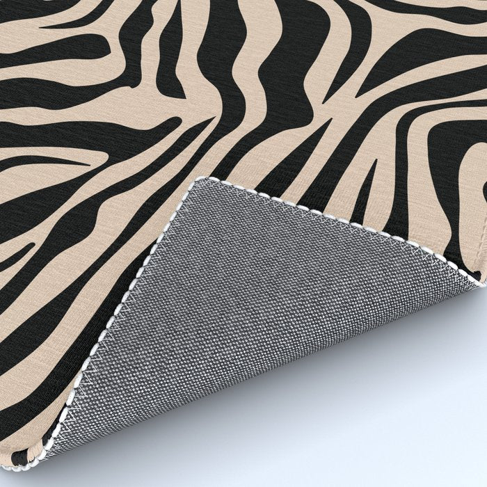 Zebra Print Zebra Stripes Wild Animal Print Zebra Pattern Modern Black And Beige Tan Light Brown Rug Gallery Image 4