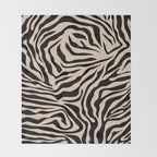 Zebra Print Zebra Stripes Wild Animal Print Zebra Pattern Modern Black And Beige Tan Light Brown Throw Blanket Gallery Image 2