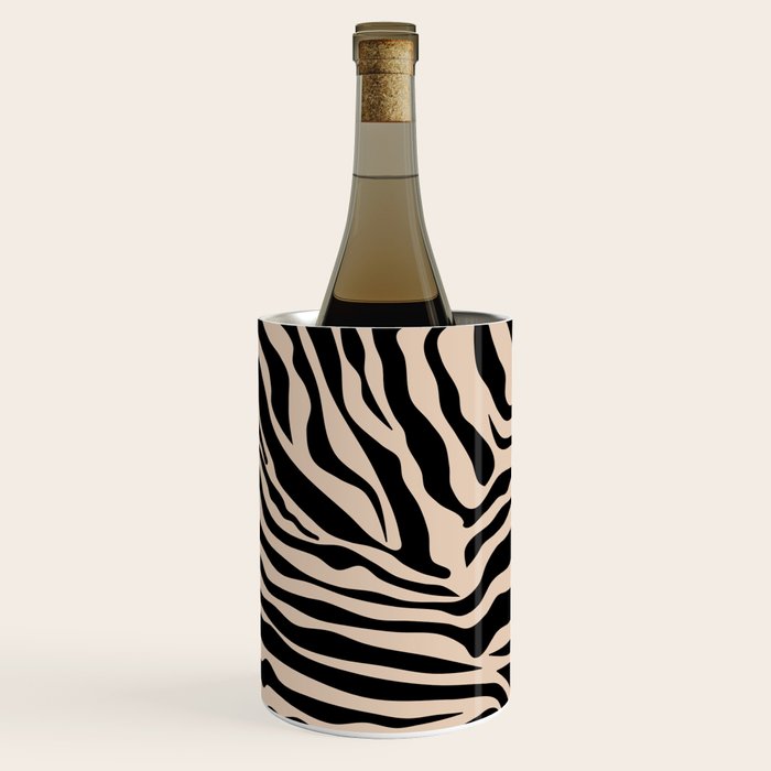 Zebra Print Zebra Stripes Wild Animal Print Zebra Pattern Modern Black And Beige Tan Light Brown Wine Chiller Gallery Image 2