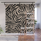 Zebra Print Zebra Stripes Wild Animal Print Zebra Pattern Modern Black And Beige Tan Light Brown Wall Mural Gallery Image 1