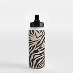 Zebra Print Zebra Stripes Wild Animal Print Zebra Pattern Modern Black And Beige Tan Light Brown Water Bottle Gallery Image 2