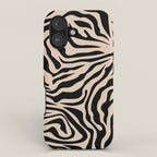 Zebra Print Zebra Stripes Wild Animal Print Zebra Pattern Modern Black And Beige Tan Light Brown iPhone Case Gallery Image 1