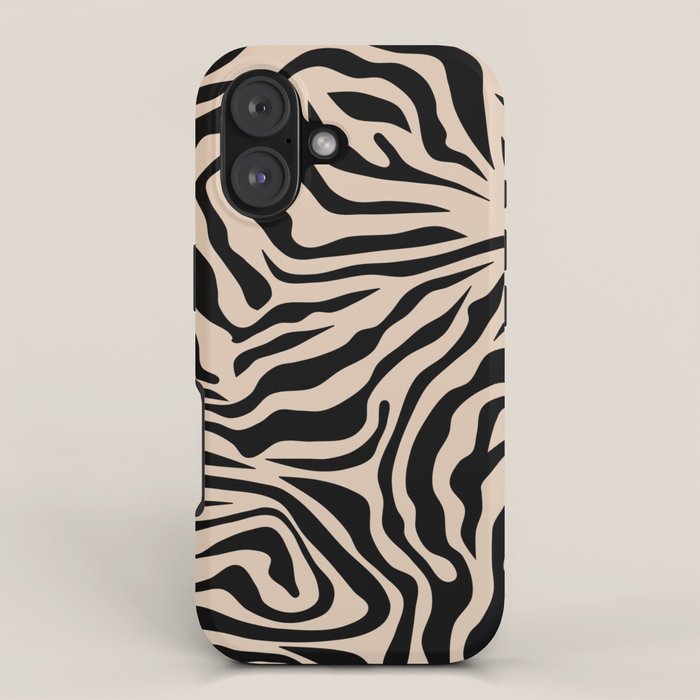 Zebra Print Zebra Stripes Wild Animal Print Zebra Pattern Modern Black And Beige Tan Light Brown iPhone Case Gallery Image 1