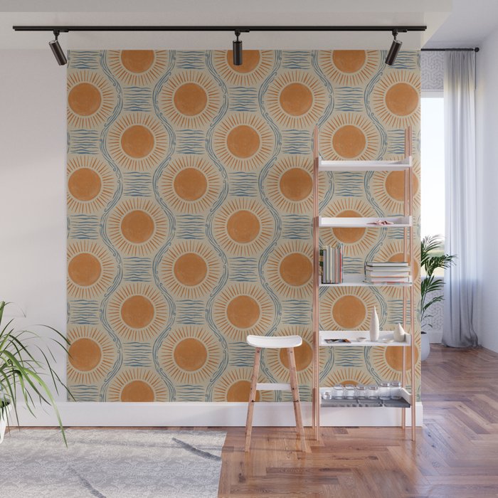 Boho Sun and Sea Vintage Ogee Wall Mural Gallery Image 1