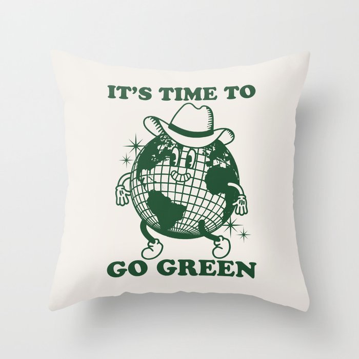 Time to Go Green Throw Pillow Gallery Image 1