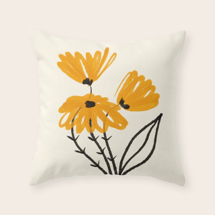 The Cosmo Yellow Flowers 02 Throw Pillow Gallery Image 6
