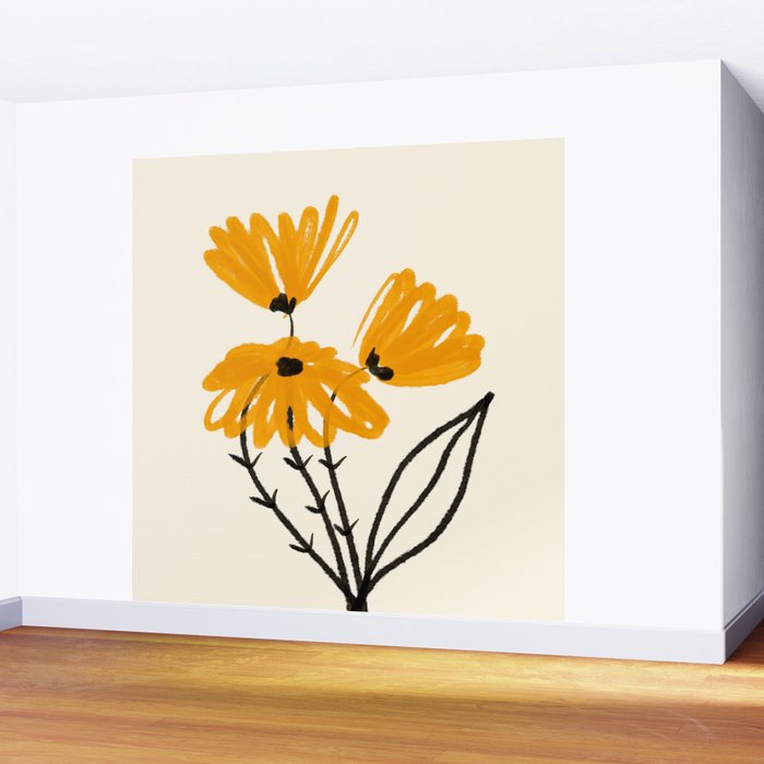 The Cosmo Yellow Flowers 02 Wall Mural Gallery Image 2