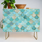 Moroccan Mermaid Fish Scale Pattern, Aqua,Teal Credenza Gallery Image 1