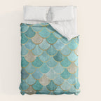 Moroccan Mermaid Fish Scale Pattern, Aqua,Teal Comforter Gallery Image 6
