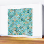 Moroccan Mermaid Fish Scale Pattern, Aqua,Teal Wall Mural Gallery Image 2