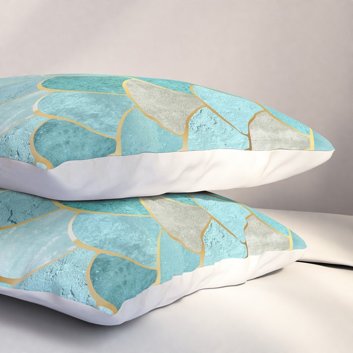 Moroccan Mermaid Fish Scale Pattern, Aqua,Teal Pillow Sham Gallery Image 3