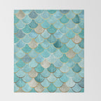 Moroccan Mermaid Fish Scale Pattern, Aqua,Teal Throw Blanket Gallery Image 2