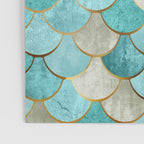 Moroccan Mermaid Fish Scale Pattern, Aqua,Teal Poster Gallery Image 3