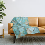 Moroccan Mermaid Fish Scale Pattern, Aqua,Teal Throw Blanket Gallery Image 1