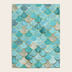 Moroccan Mermaid Fish Scale Pattern, Aqua,Teal Poster Gallery Image 4
