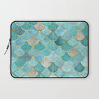 Moroccan Mermaid Fish Scale Pattern, Aqua,Teal Laptop Sleeve Gallery Image 1