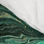 Abstract Pour Painting Liquid Marble Dark Green Teal Painting Gold Accent Comforter Gallery Image 4