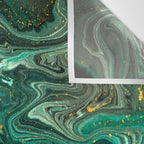 Abstract Pour Painting Liquid Marble Dark Green Teal Painting Gold Accent Wall Tapestry Gallery Image 3